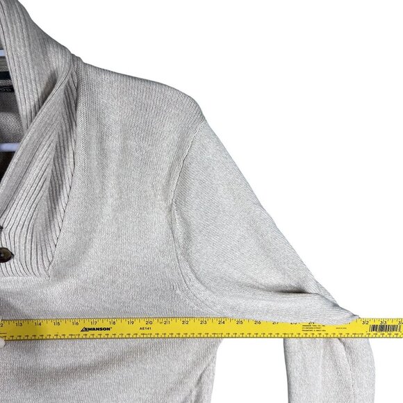 Izod Mens XL Cream Shawl Collar Pullover Sweater Preppy Old Money Minimalist - Picture 9 of 16